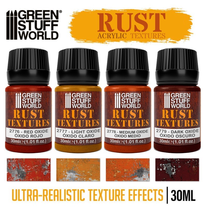 Green Stuff World: RUST - 30ml - Acrylic FX Texture - Singles 4 Oxide Colors