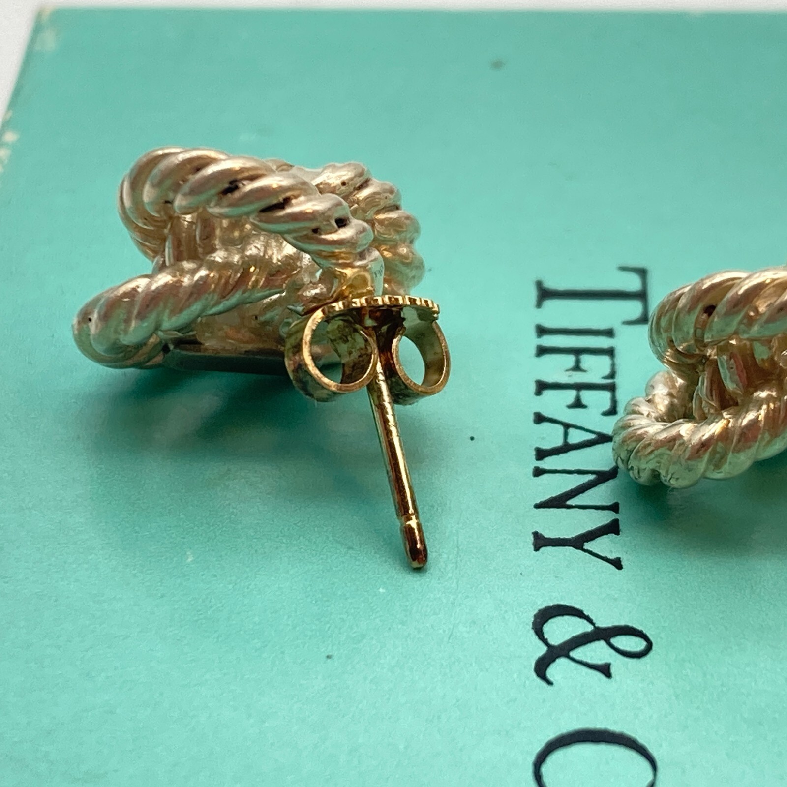 Tiffany & Co. Twist Rope Stud Earrings Gold Silver 7.0g