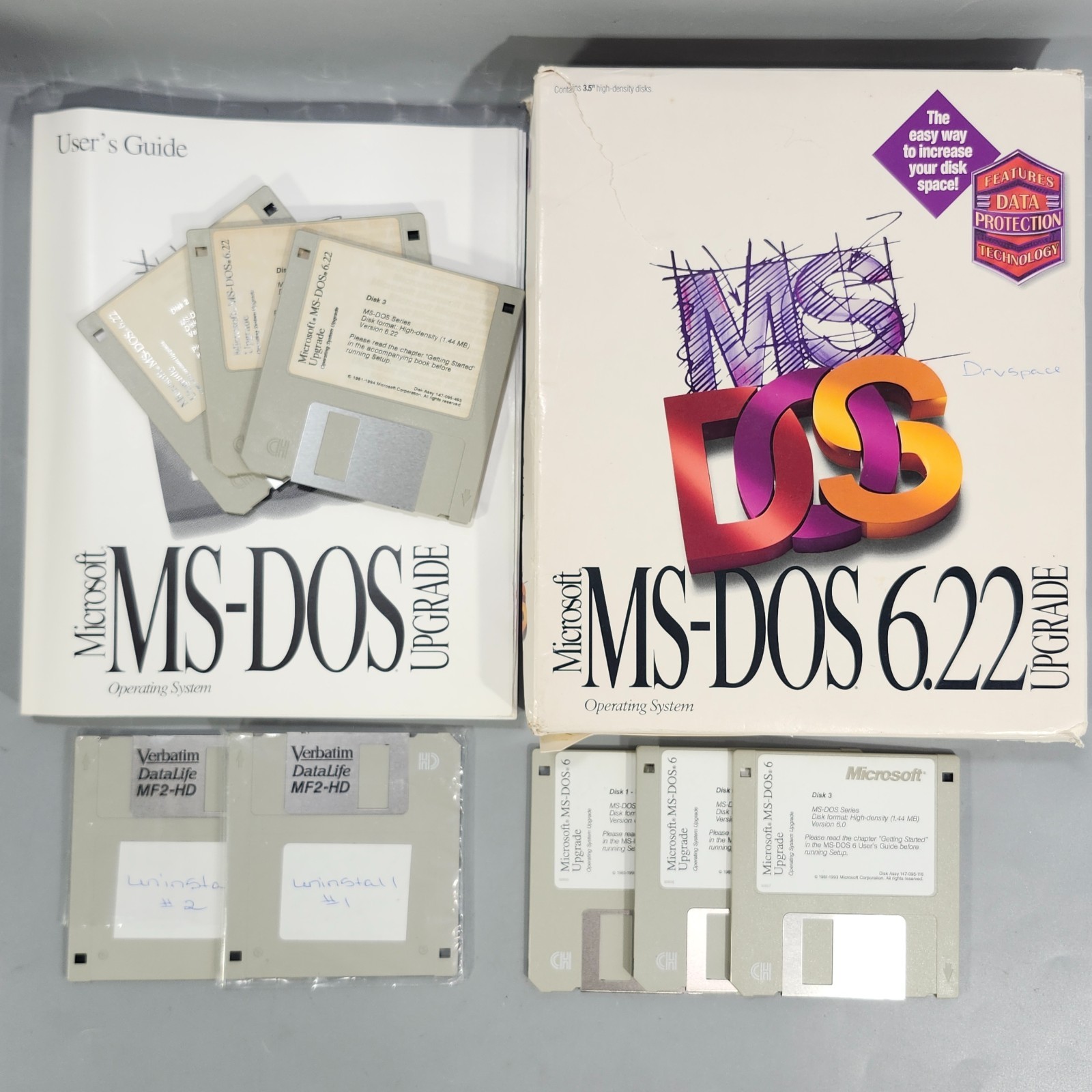 Microsoft MS DOS 6 and 6.22 Upgrade VTG Operating System Software 3.5 Disks Plus