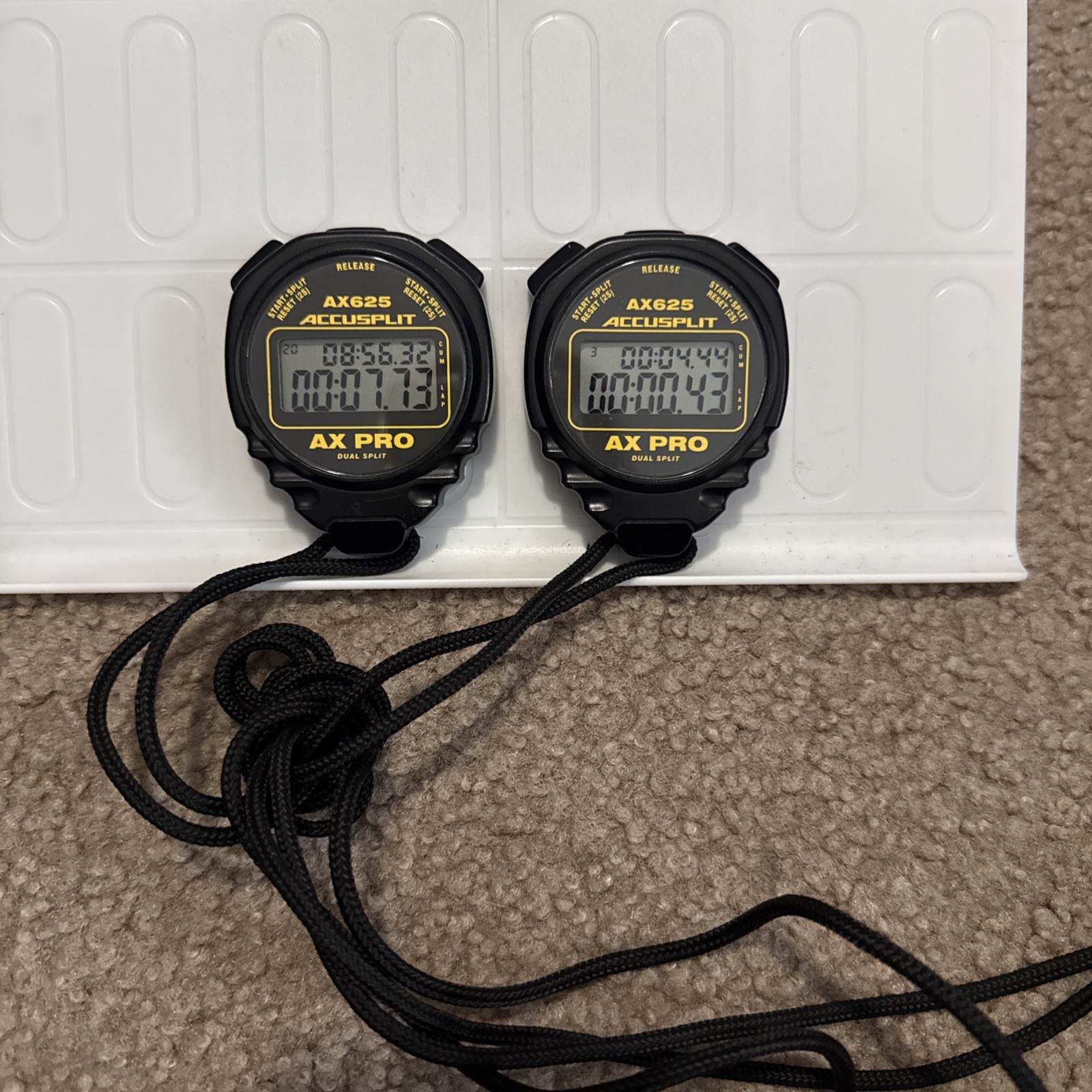 ACCUSPLIT AX625 PRO Cumulative/Lap Split Stopwatch Black, Lot Of 2, New Battery