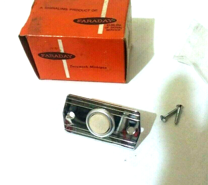 Vintage Faraday door bell button art deco chrome  new old stock 9024