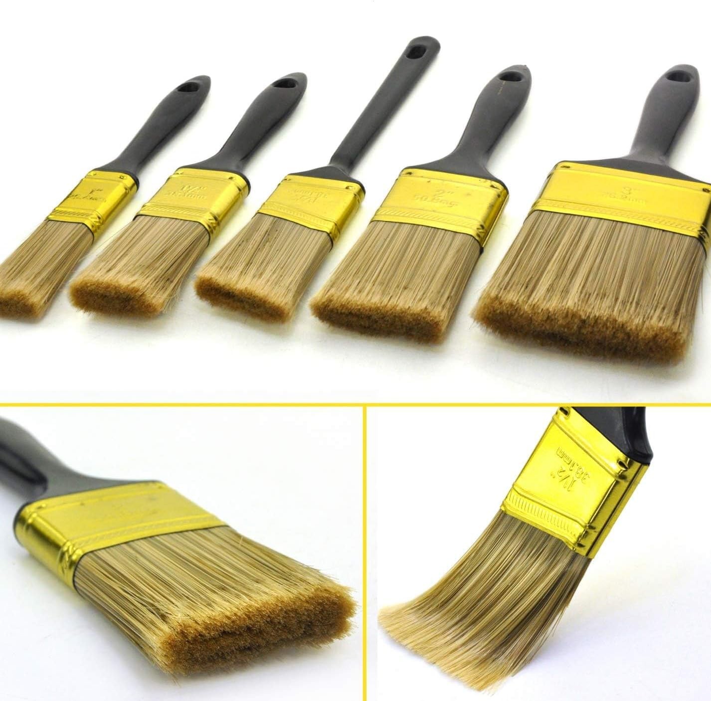 Great Andrew Paint Brushes, 5 Pack Great Value Multi use(3" 2" 1.5" 1" Flat &...