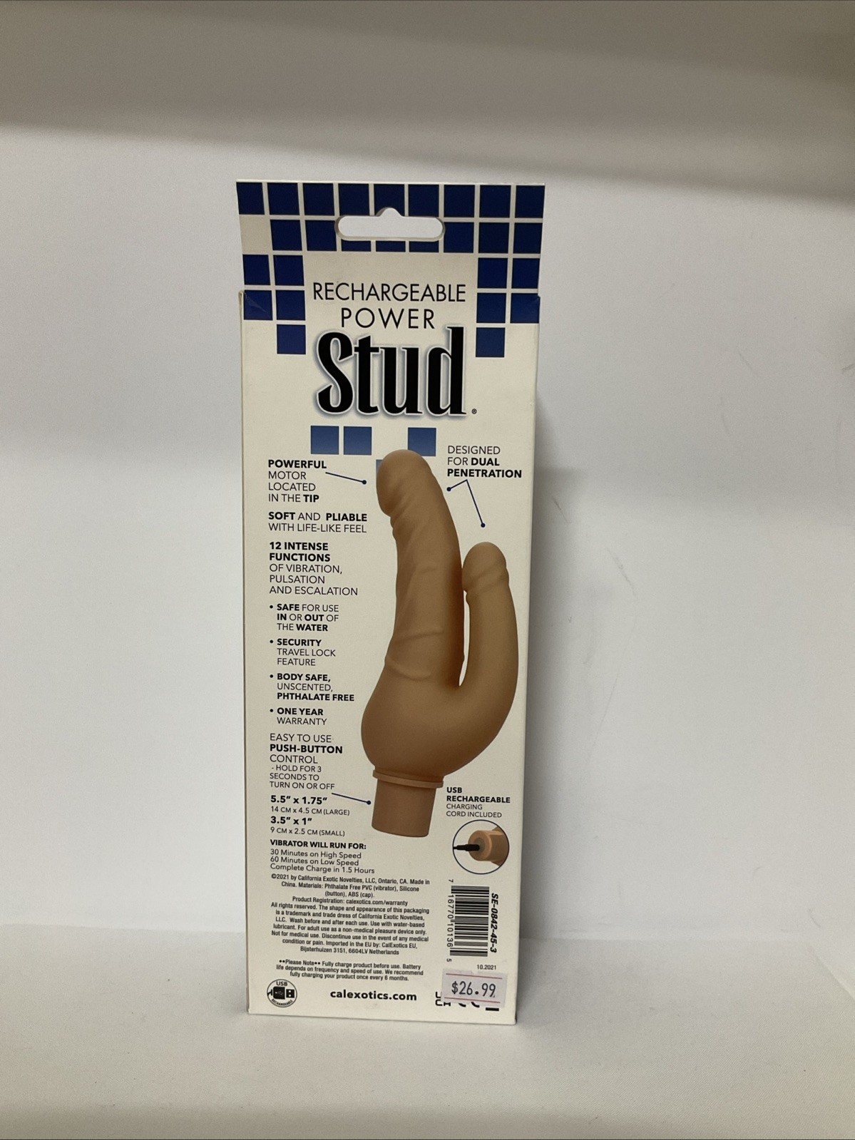 Stud Rechargeable Dildo Over & Under Beige