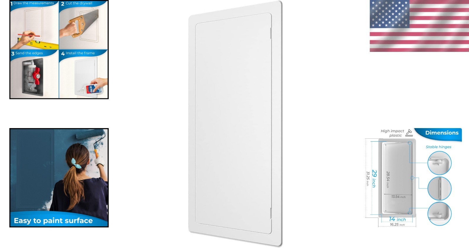 Impact-Resistant White Access Panel for Drywall - Easy Installation & Durable