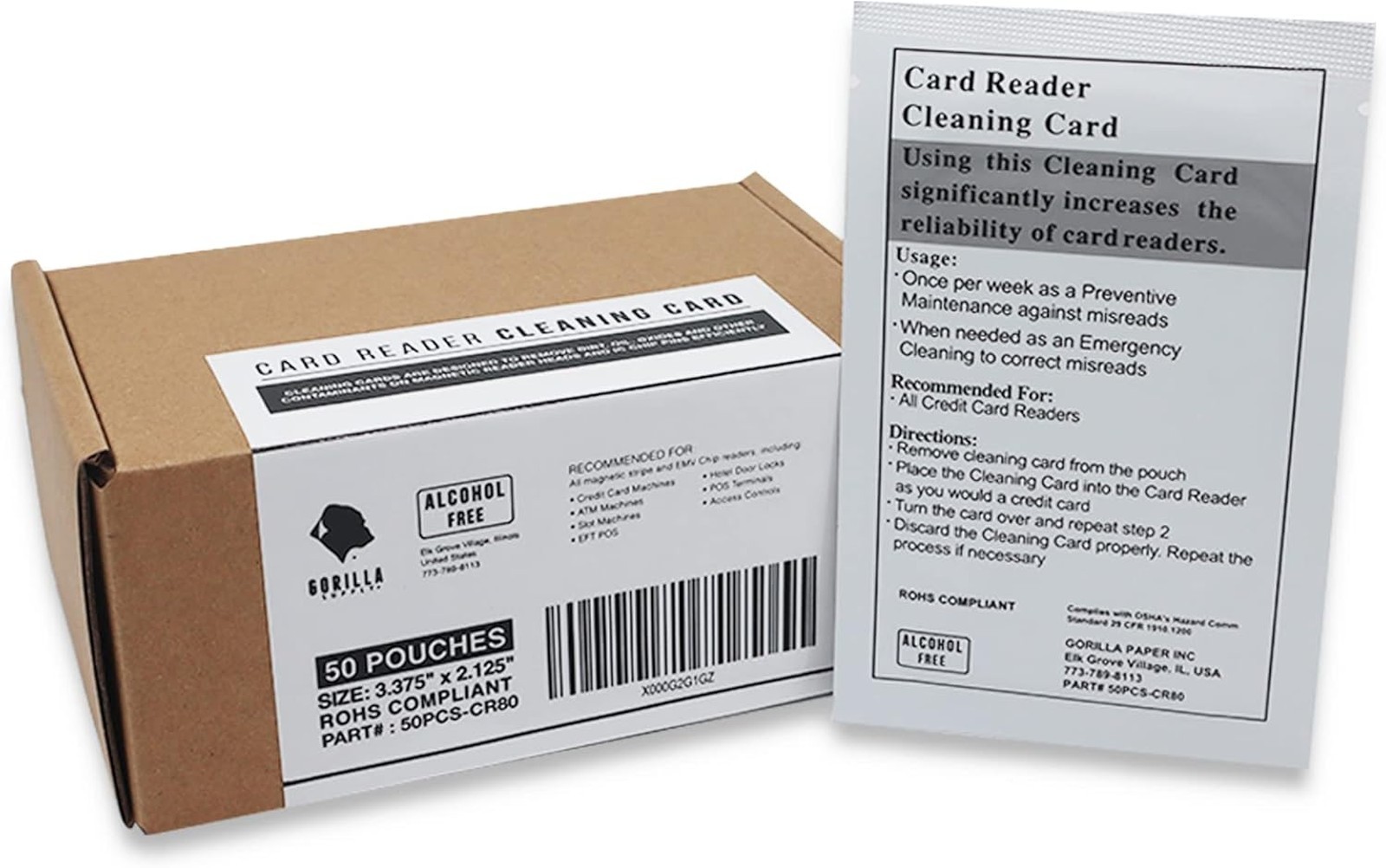 Credit Card Cleaning Cards Dual Side Card Reader Cleaner CR80 Magnetic Head