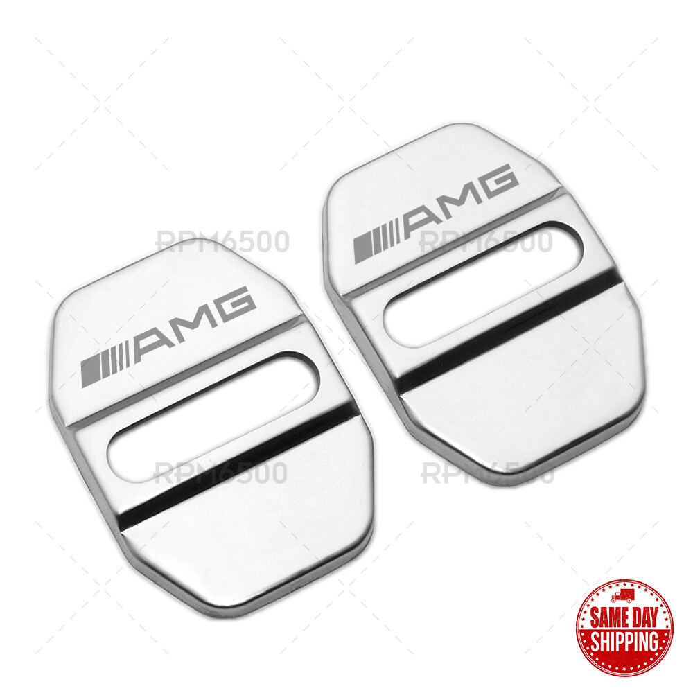 2pcs Stainless Steel Door Striker Cover Lock Buckle Cap For Mercedes-Benz AMG