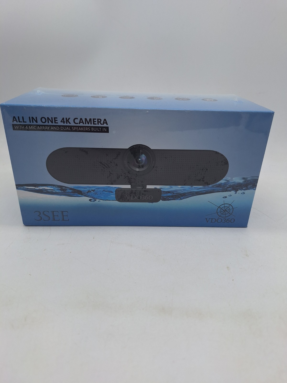 New VDO 360 3See All in 1 4K Camera w 4 Mic Array & Dual Speakers USB Computer