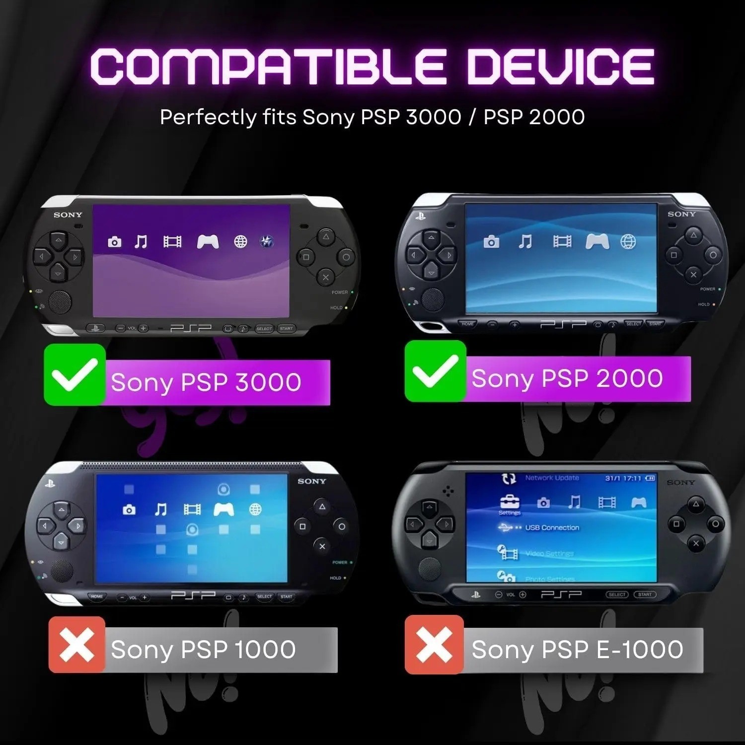 Clear Hard Case for PSP 2000/3000 Full Cover Protector with Clear Display.