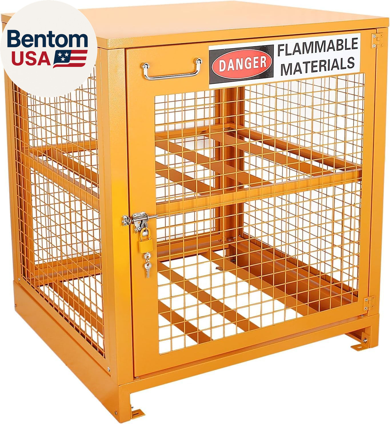 Propane Tank Storage Cabinet - 31"X30"X35" Yellow Steel Box Holds 4 Cylinders (F