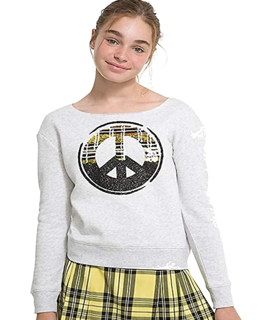 Justice Peace Flip Sequin Boatneck Top Pearl Heather