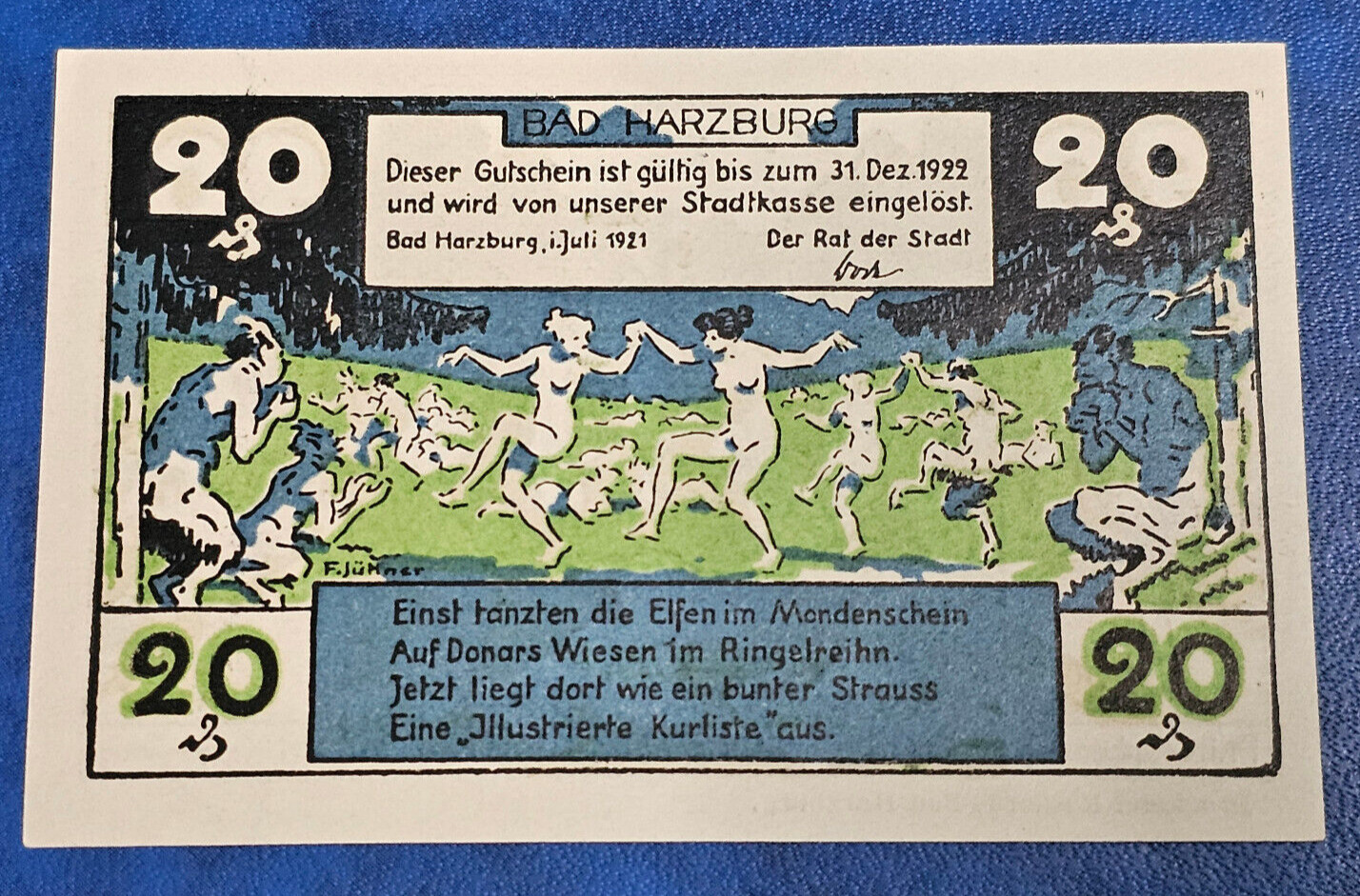 BAD HARZBURG NOTGELD 20 PFENNIG 1921 EMERGENCY MONEY GERMANY  [🇩🇪35411]