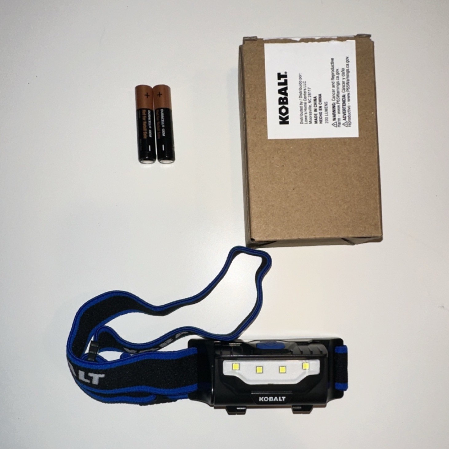 Kobalt LED Headlamp AAA Batteries Included Black Blue Plastic 4 LEDs **NEW**