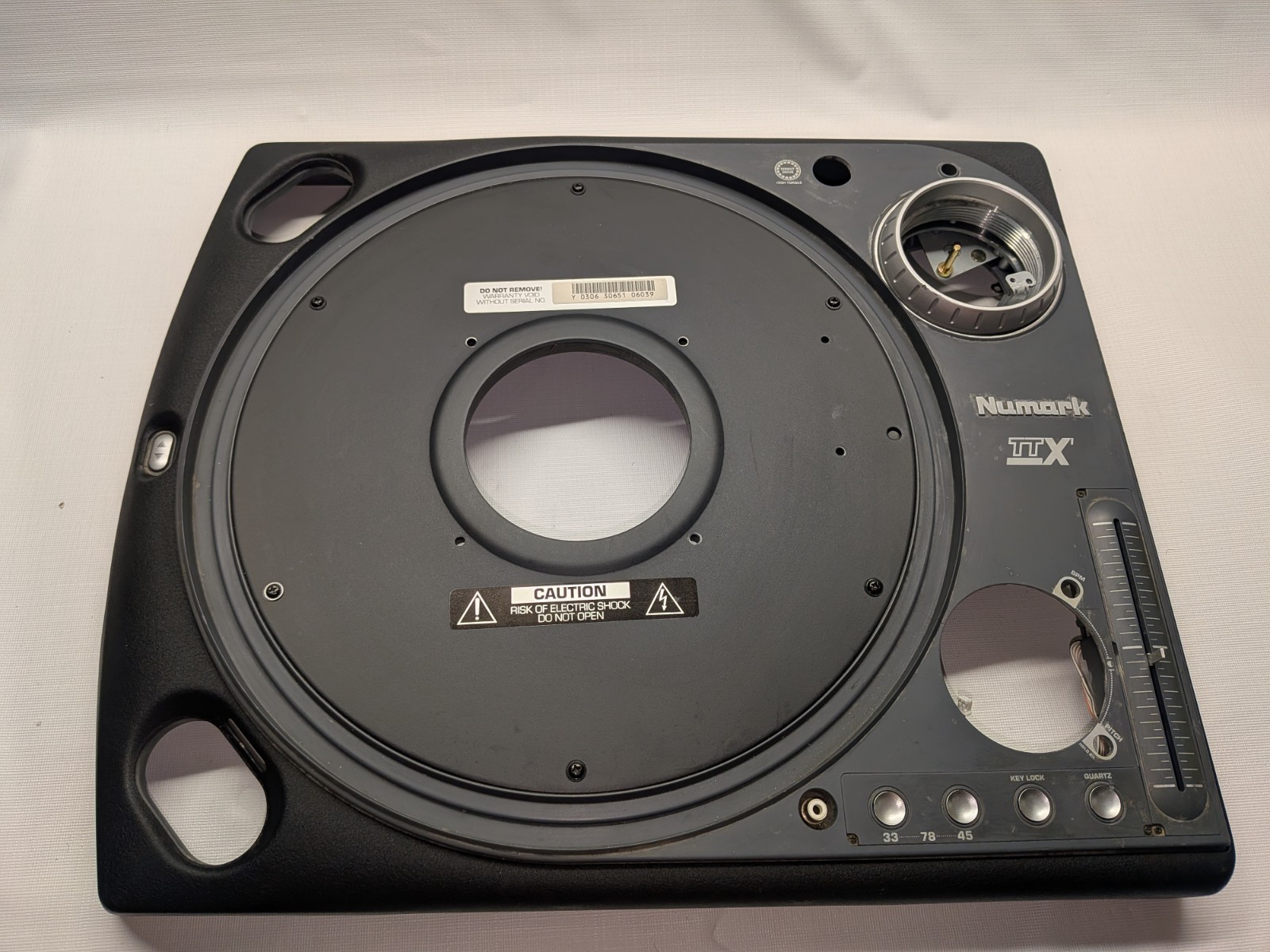 Numark TTX Faceplate With Pitch Control  Parts Plinth