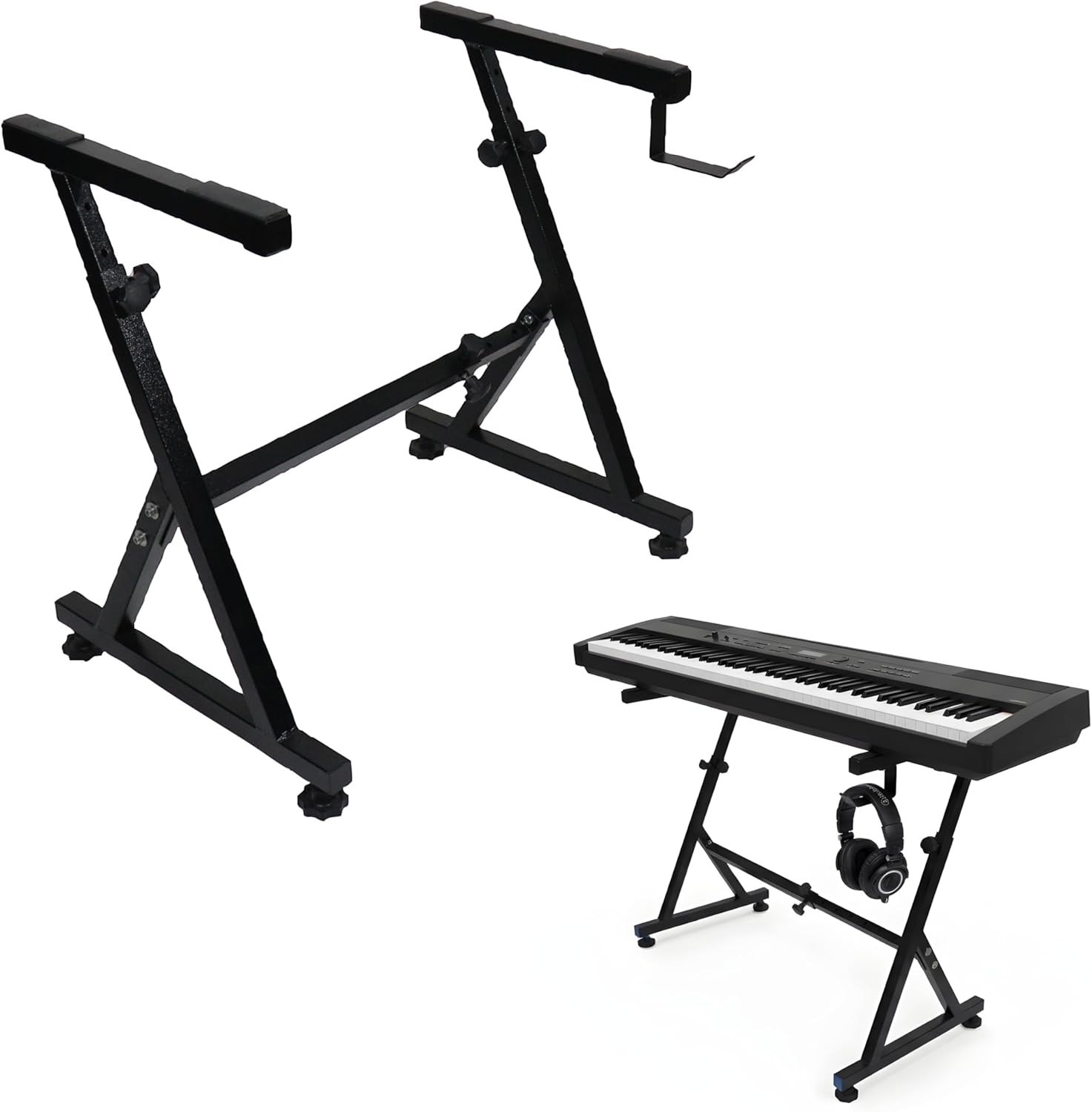 FEBTECH Z Style Keyboard Piano Stand Adjustable Heavy Duty 200LB 61-88 Key