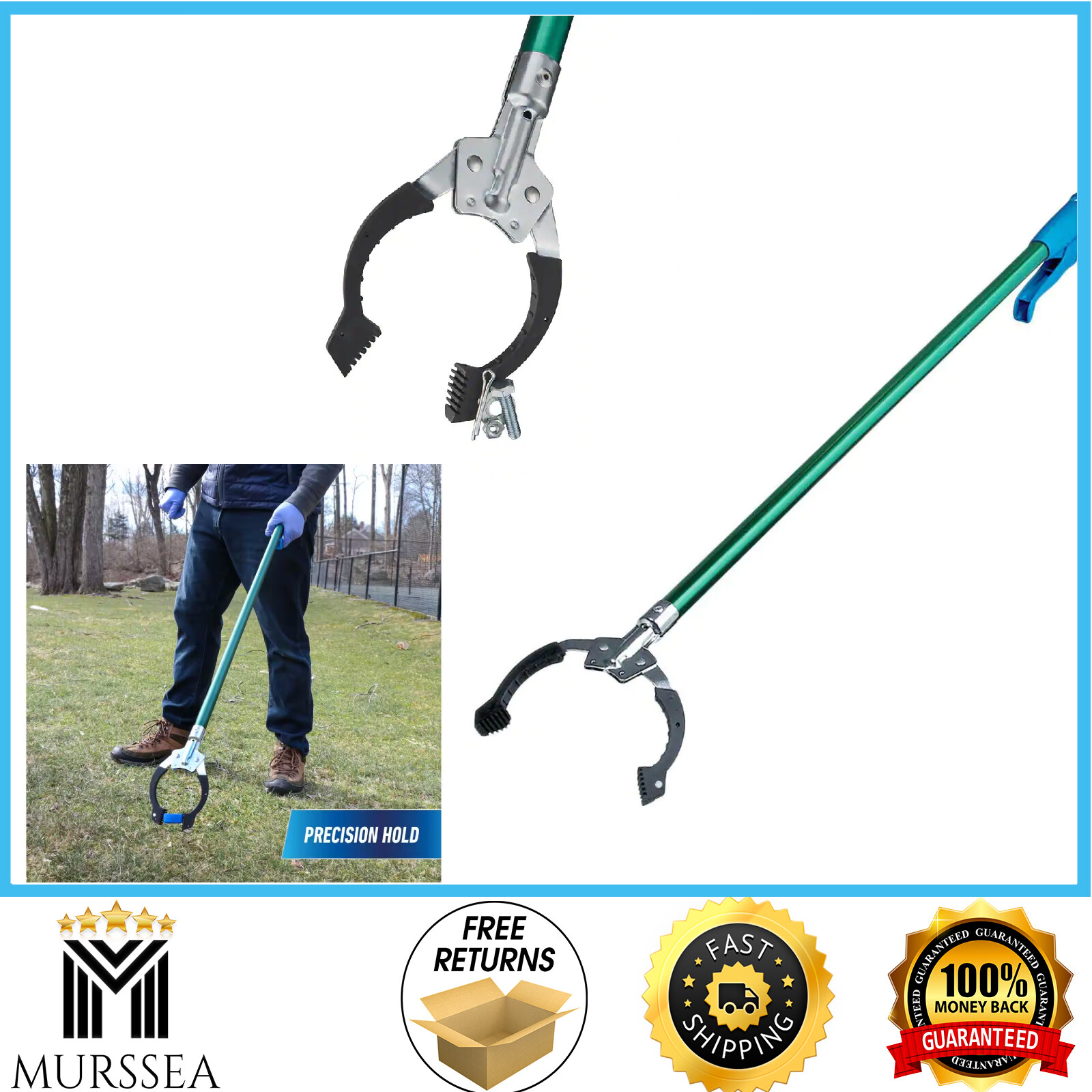 Heavy Duty 36 In Trash Picker Grabber Magnetic Stick Long Handled Reaching Tool