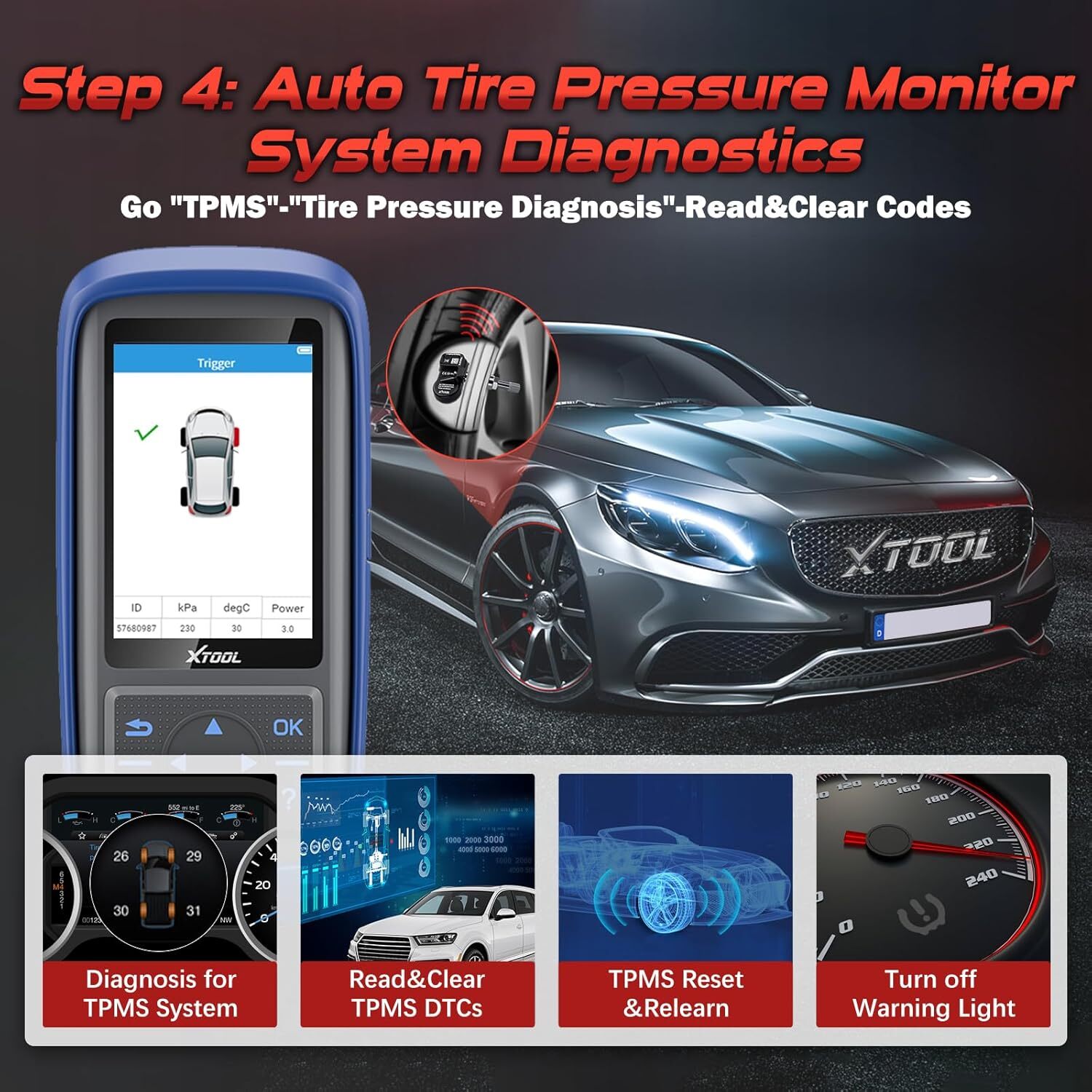 XTOOL TP150 TPMS Tire Programmer Universal Sensor Relearn Reset Activate Scanner