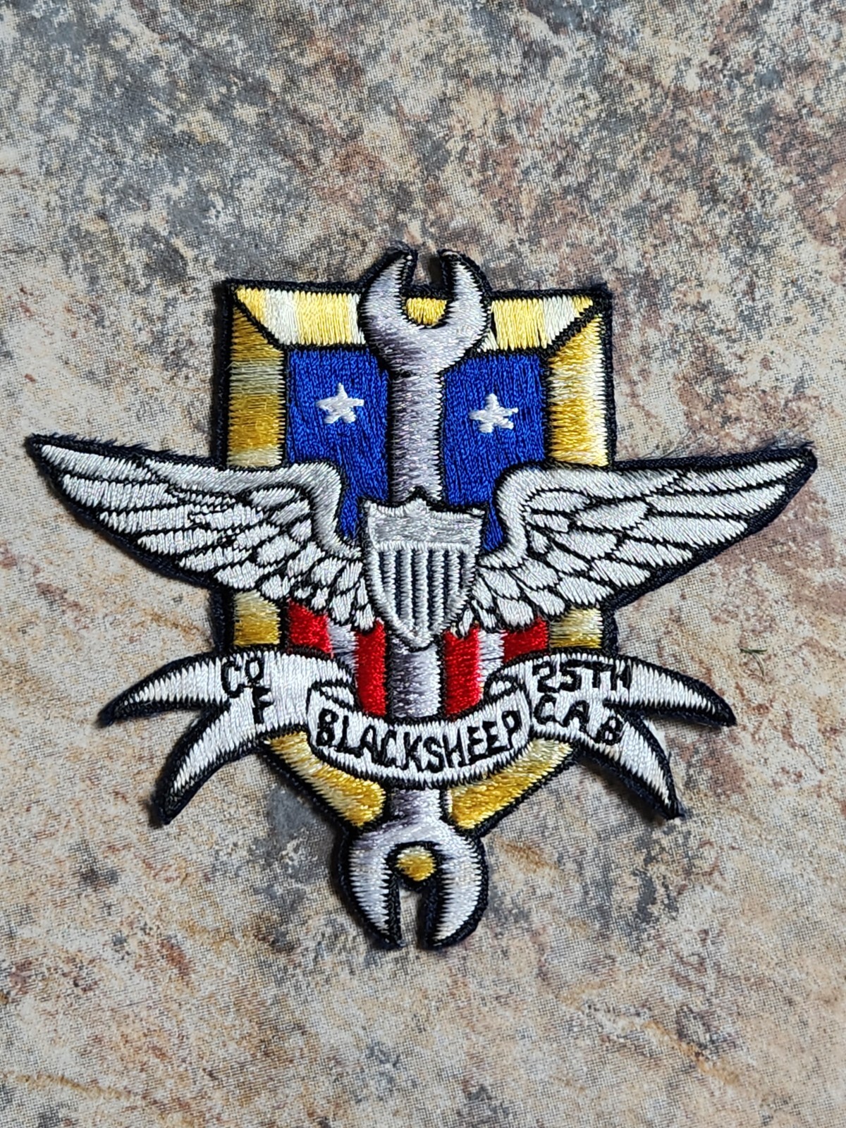 U.S. Army 25th Combat Aviation Battalion Company F Blacksheep Wings Wrench Patch