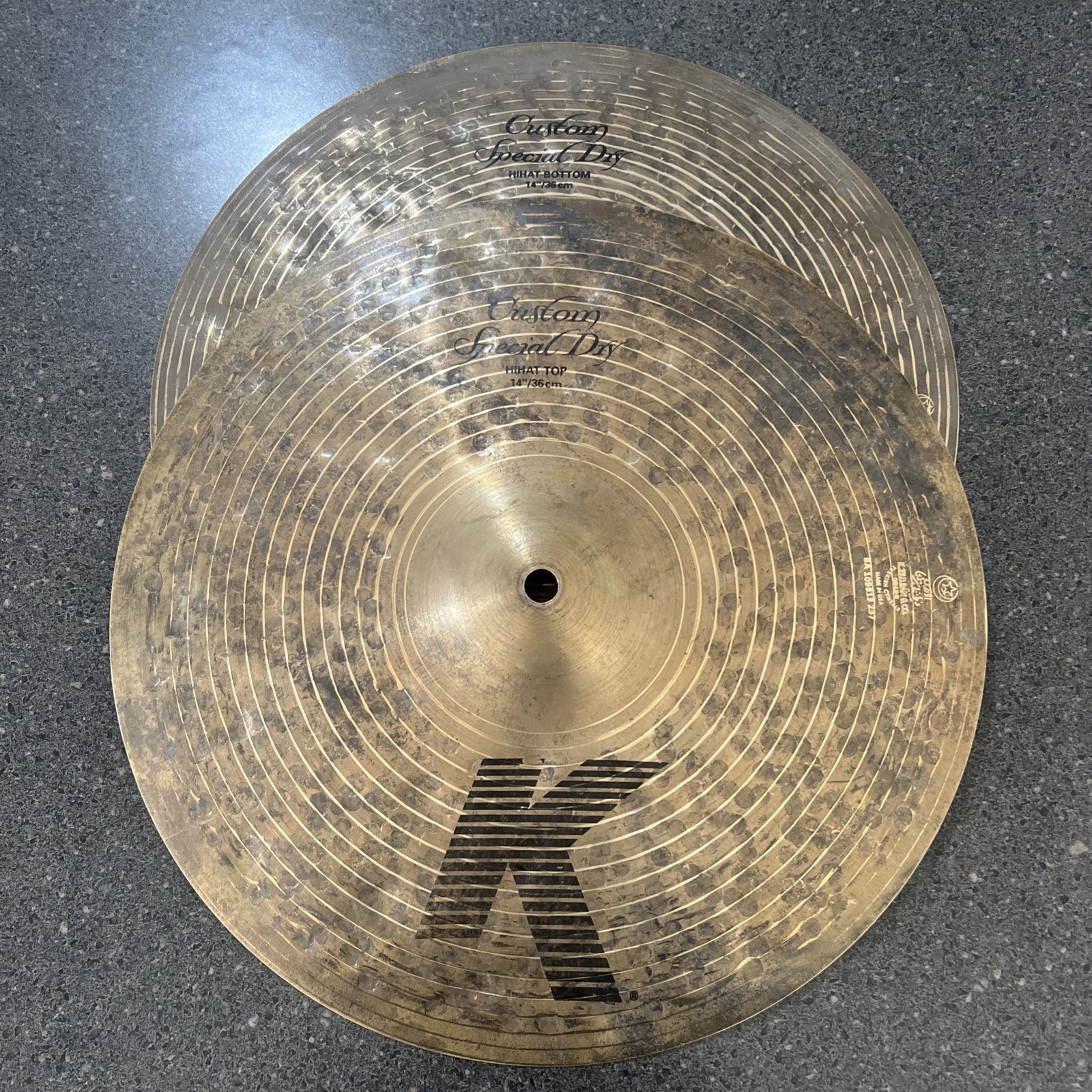 14 Inch Zildjian K Custom Special Dry Hi-Hat Cymbals Jazz Rock VGC ~924/~1327g