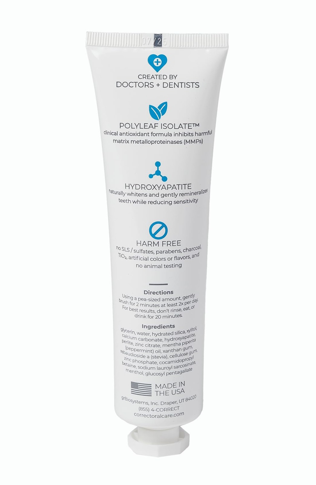 Fluoride Free Hydroxyapatite Toothpaste for Whitening & Sensitivity 4oz