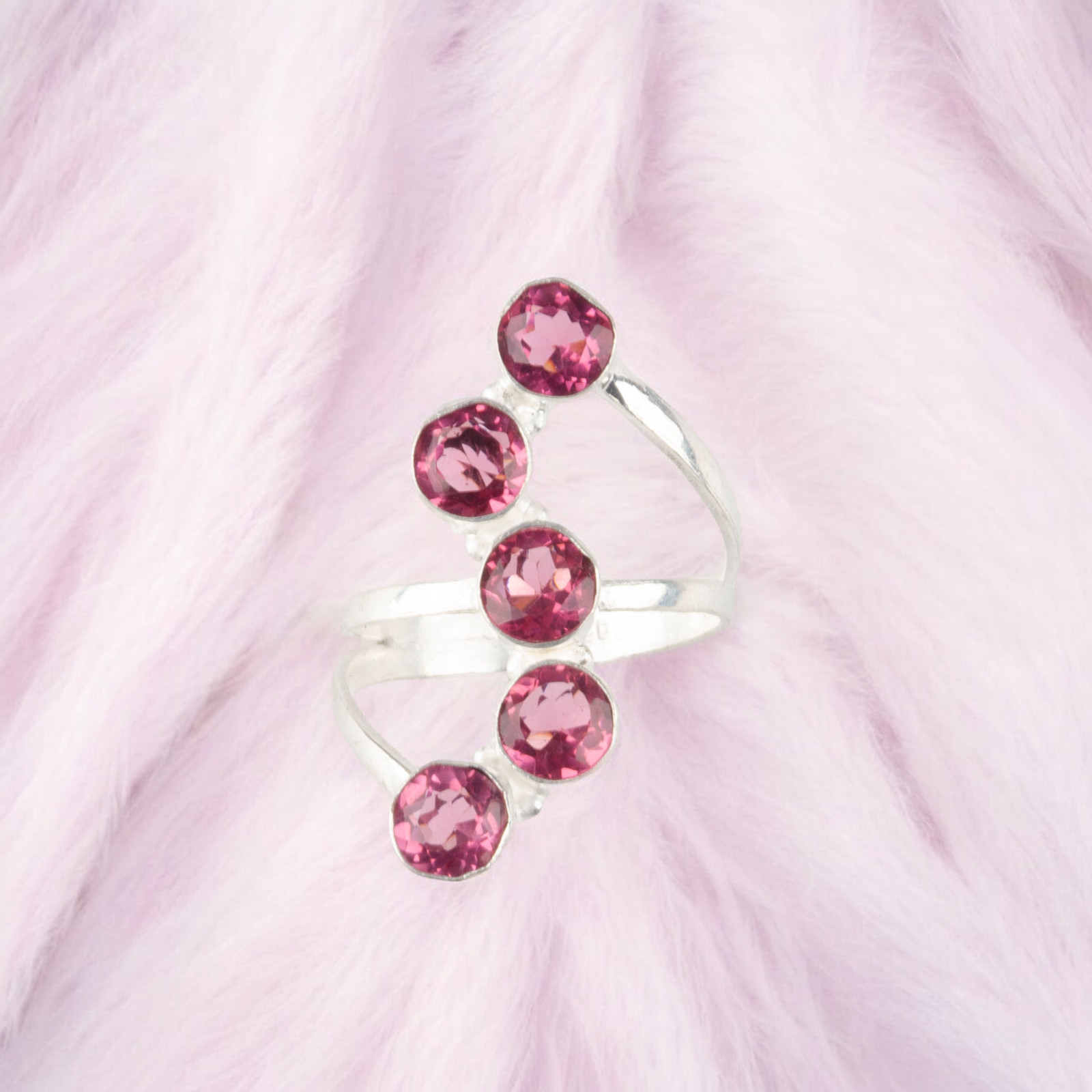 Natural Pink Tourmaline Gemstone 925 Sterling Silver Jewelry Handmade Women Ring