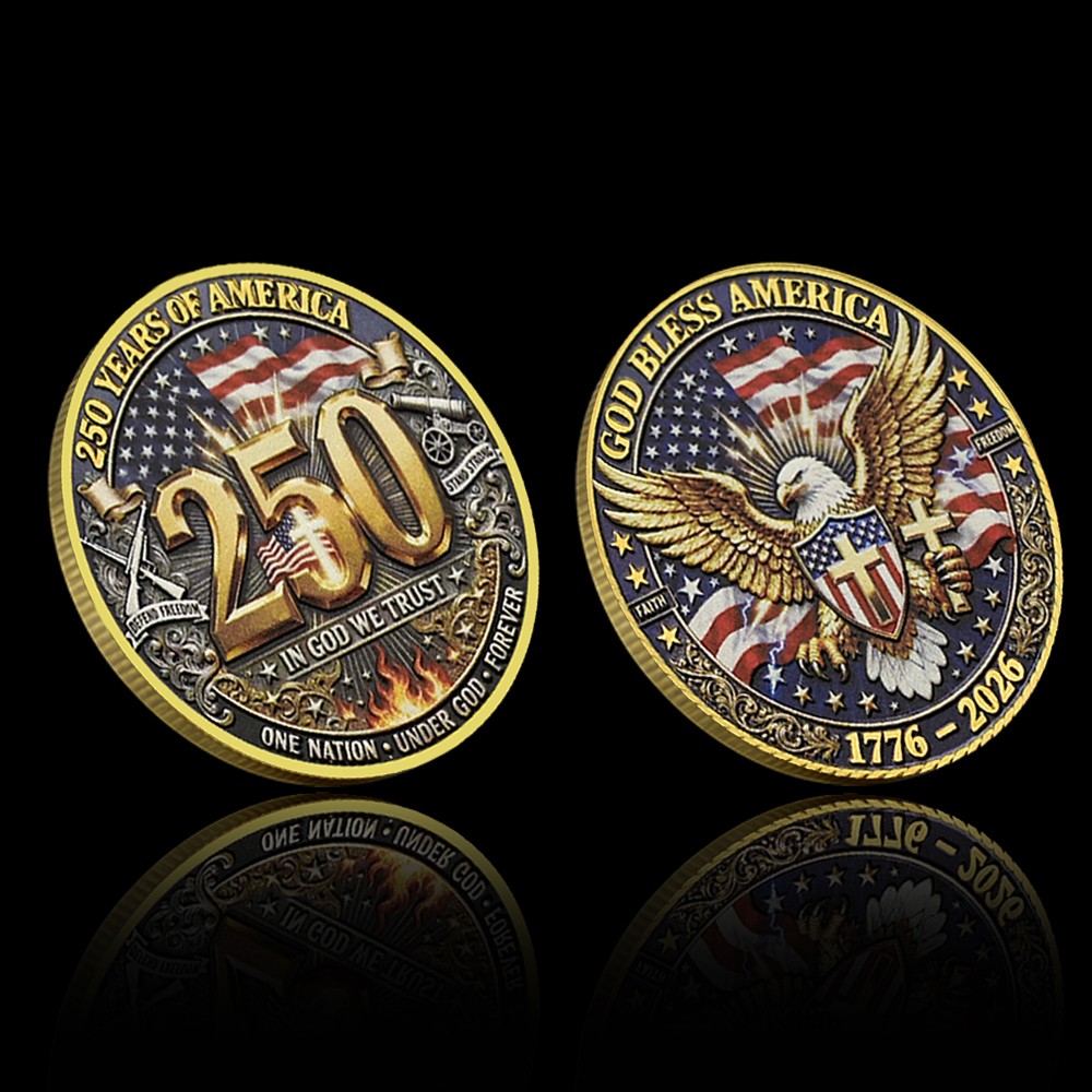 America 250th Anniversary 1776–2026 Patriotic Commemorative Coin Collectible