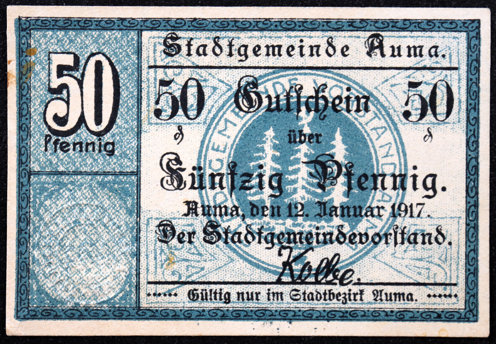 AUMA 1918 RARE 50 Pfennig German Notgeld