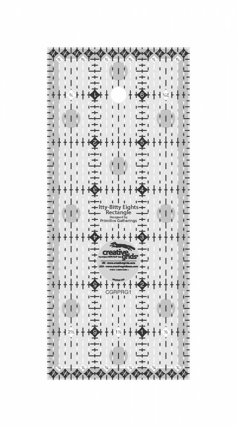 Creative Grids Itty-Bitty Eights Rectangle Ruler 3in x 7in Quilt Ruler CGRPRG1