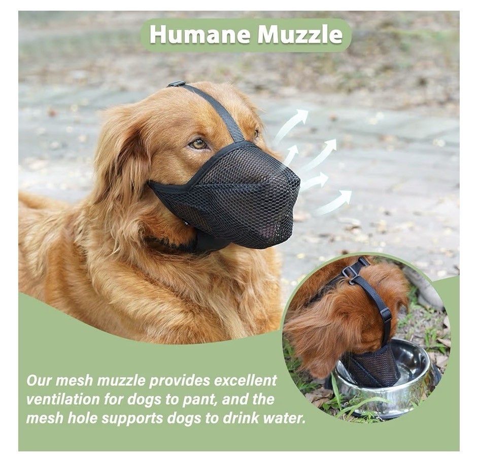Mayerzon Mesh Muzzle Ultra-Light Breathable Mesh Dog Muzzle Black XS Non Breed