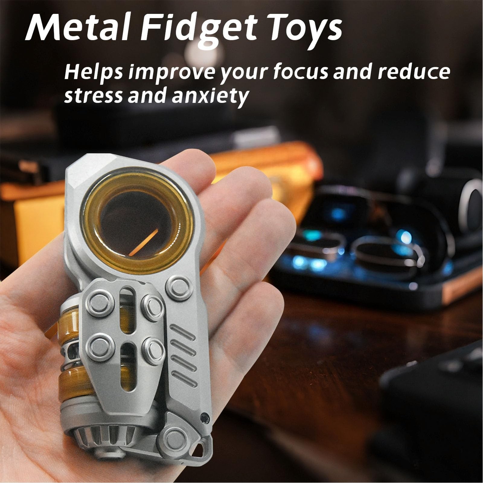 Magnetic Stress Relief Toy, Fingertip Decompression Device with Rotating Clic...