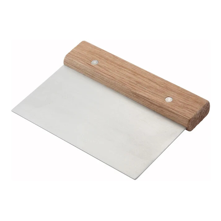 Winco Stainless Steel Dough Scraper with Wood Handle