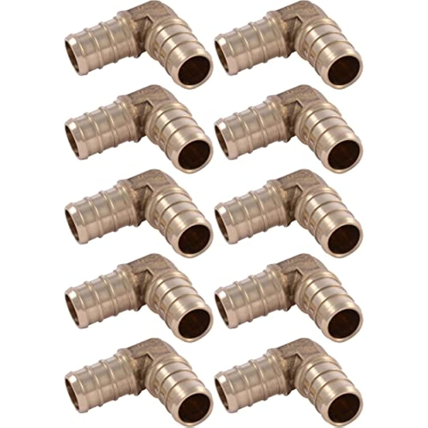 SharkBite 1/2 Inch Crimp 90 Degree Elbow, Pack of 10, Brass Plumbing Fitting,