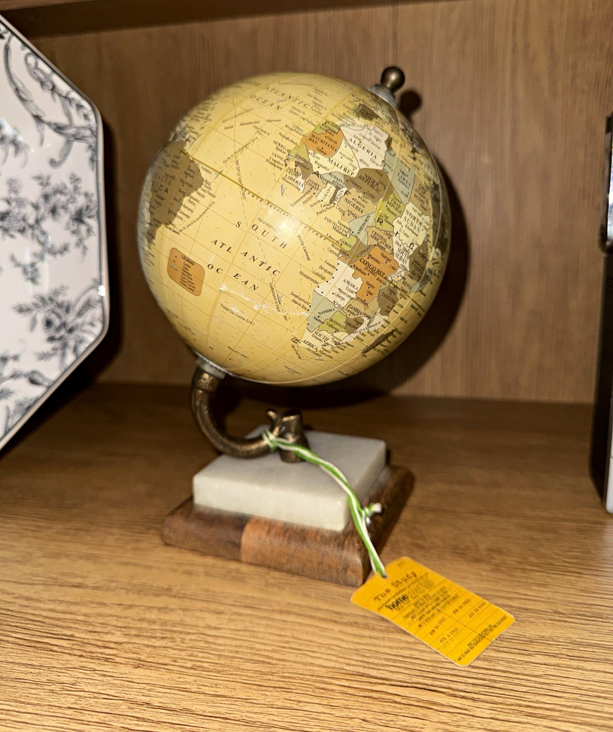 Home Essentials The Study Rotating Tabletop World Globe Wood Base