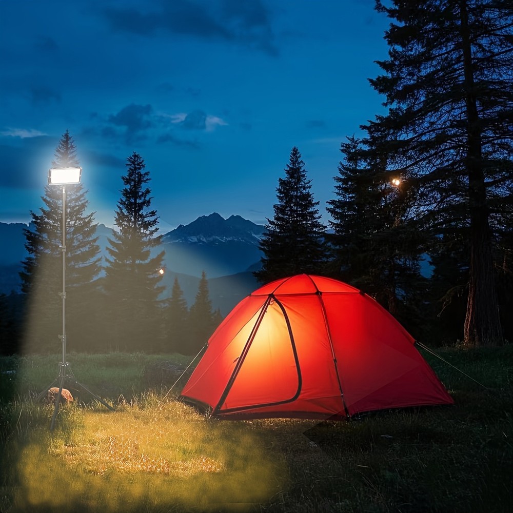 2PCS Camping LED Work Light w/ Tripod Stand Adjustable, Portable LED Flood Light