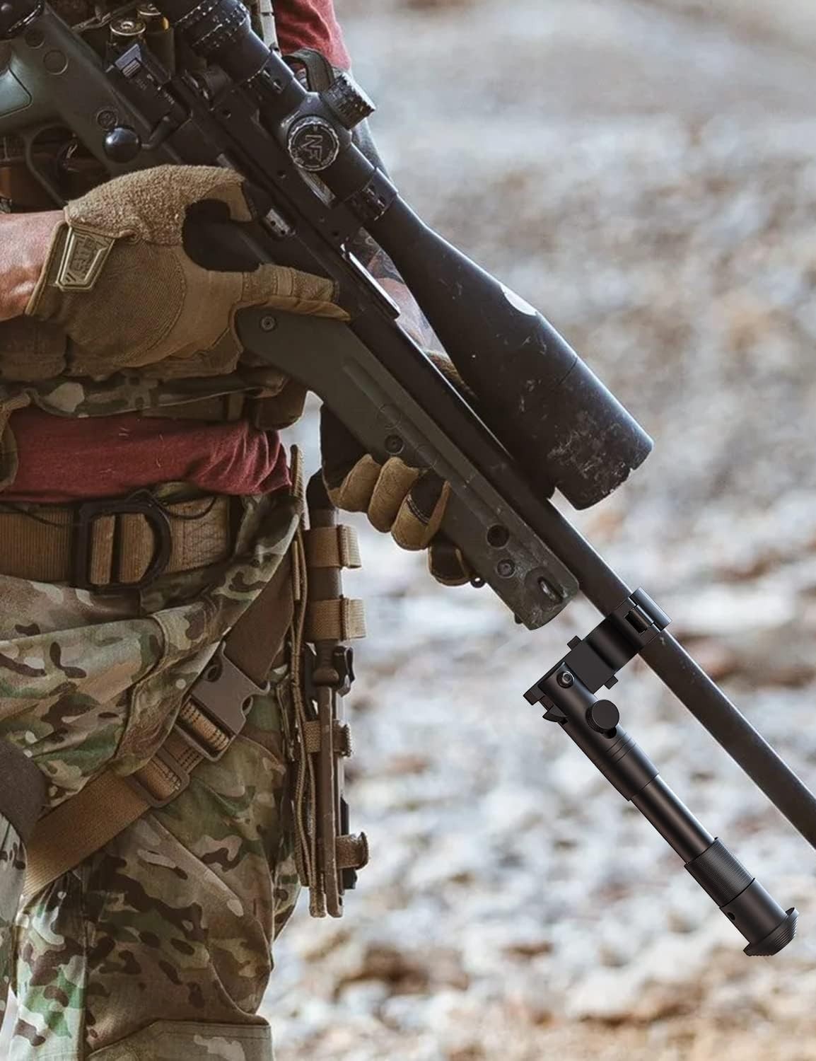 Lightweight Clamp-On Rifle Bipod - Quick Attach, Adjustable Height & Portability