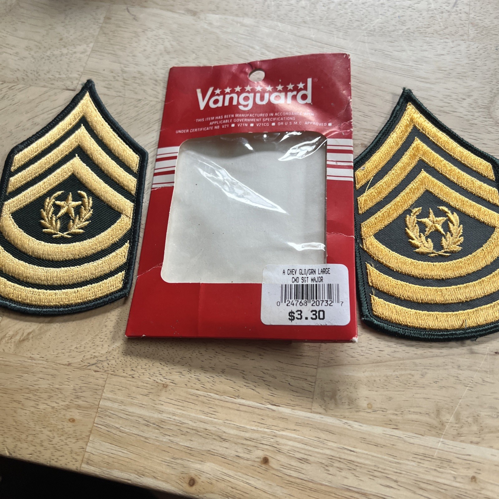 ORIGINAL U.S. ARMY FULL SIZE COMMAND SERGEANT MAJOR CHEVRONS, STRIPES