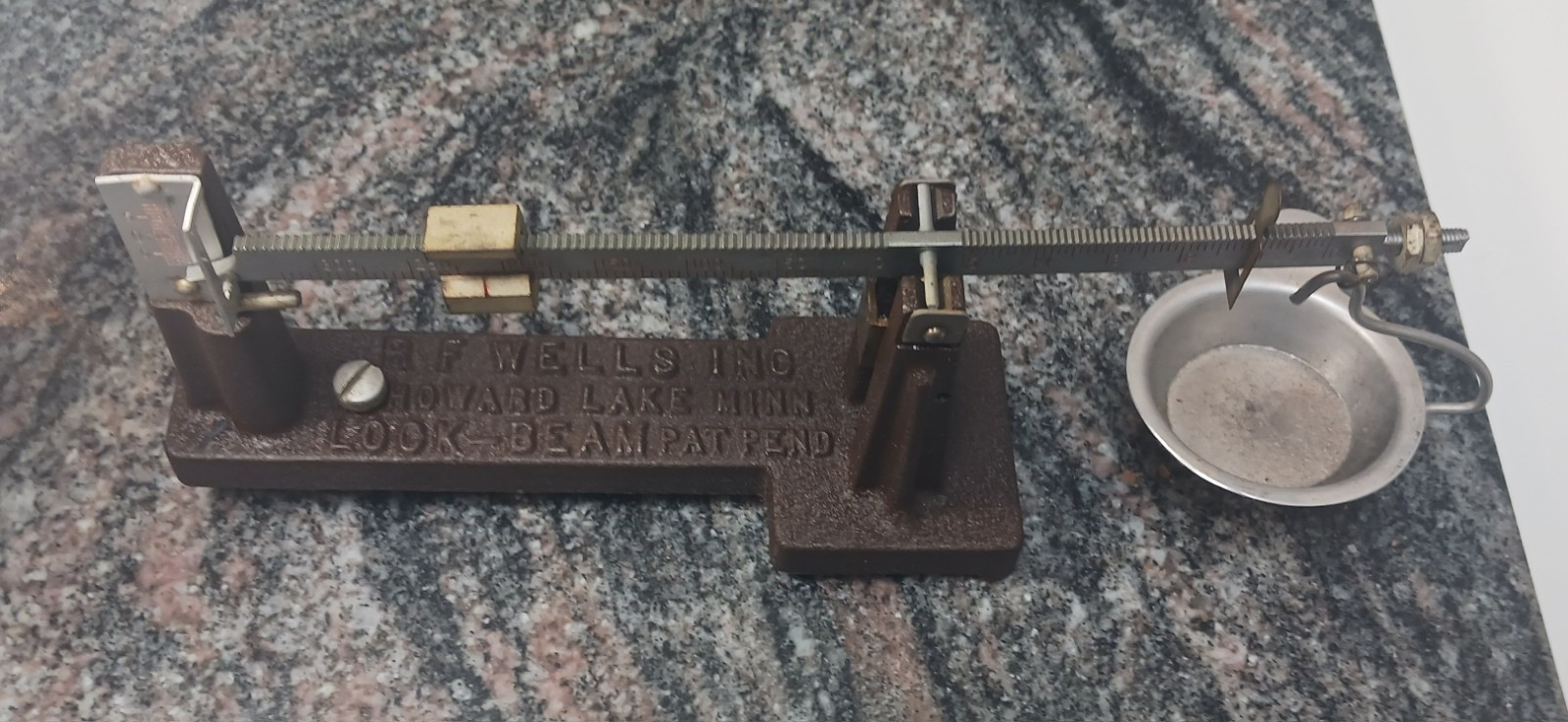 R F Wells Lock Beam Scale. Vintage. Fully Functional. Bench Convers. Collectible