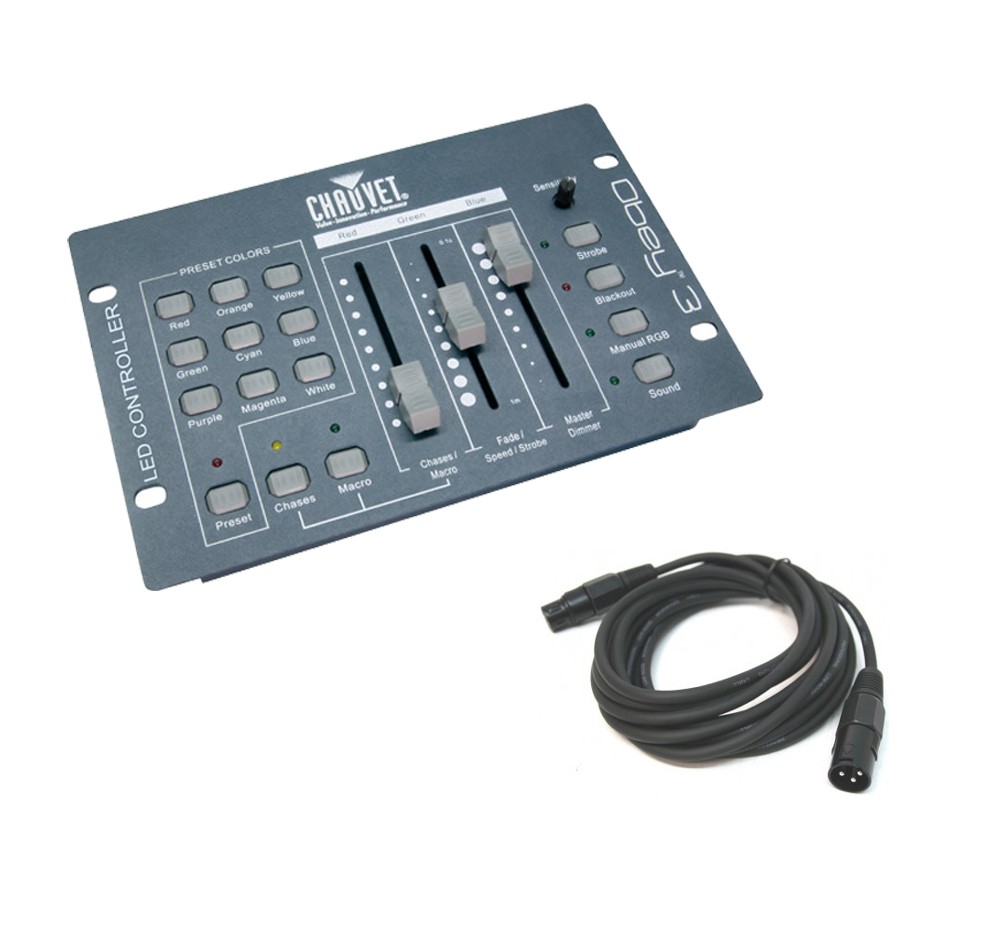 Chauvet DJ Lighting Obey 3 LED Par Can Light Color Mixing Controller & Dmx Cable