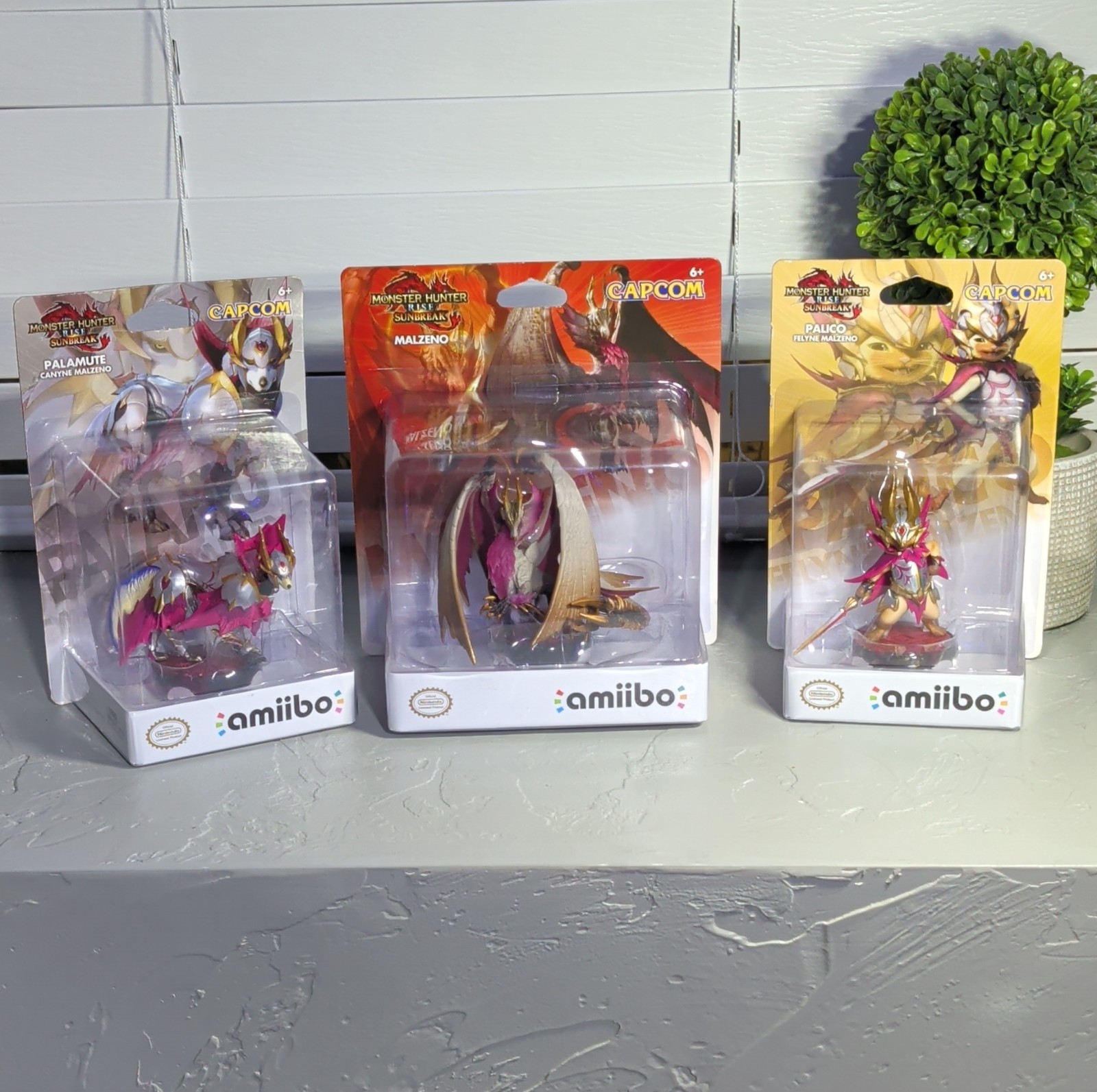 Capcom amiibo Malzeno Palamute Palico Figures Monster Hunter Rise Sunbreak Set