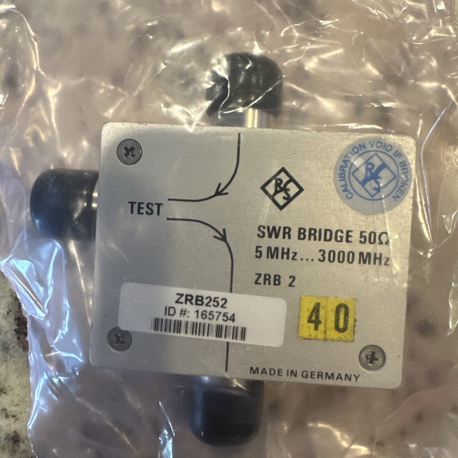 ROHDE SCHWARZ R&S ZRB252 5-3000mhz 50ohm SWR Bridge in plastic Static Bag