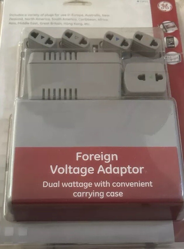 GE 73611 120/240V Dual-Wattage Foreign Voltage Adapter + 4 Power Adapters