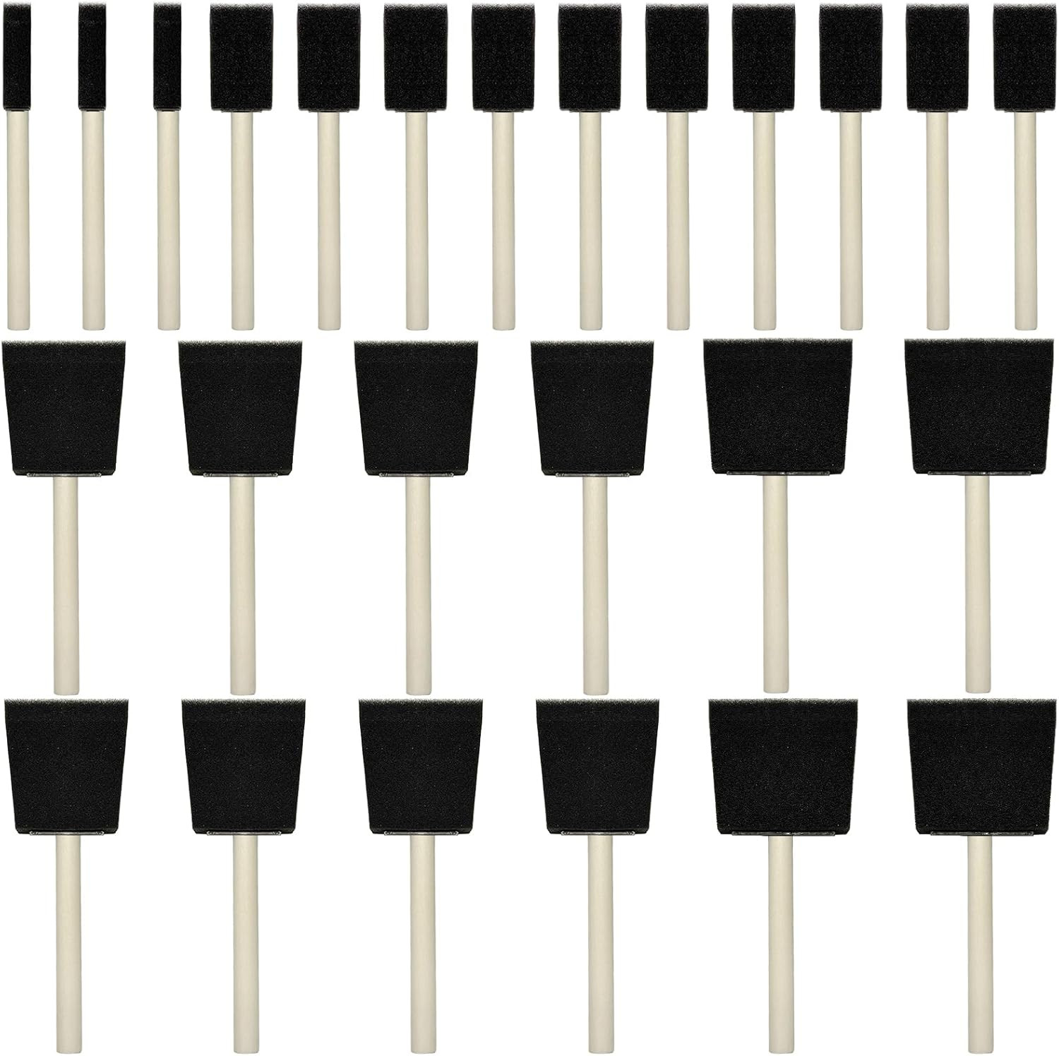 Foam Brush 25pcs with High Density Foam for Multi Project(1/2", 1", 2", 3")