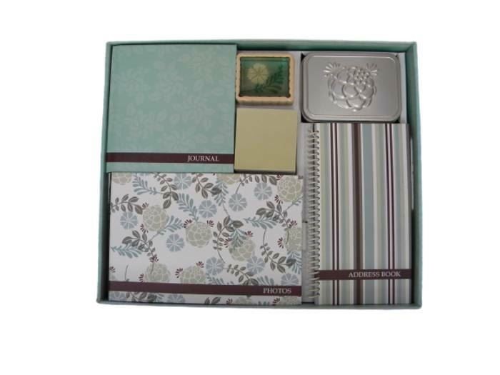 Paper Magic Valet Tray with Coordinated Desk Accessories, Stripes & Flower