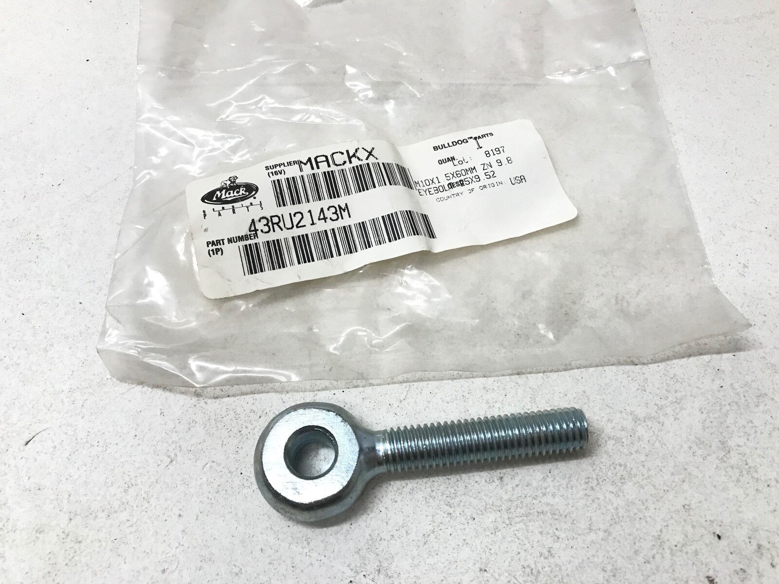 GENUINE MACK 43RU2143M OEM BOLT M10X1 5X60MM EYEBOLT 25X9 . 52