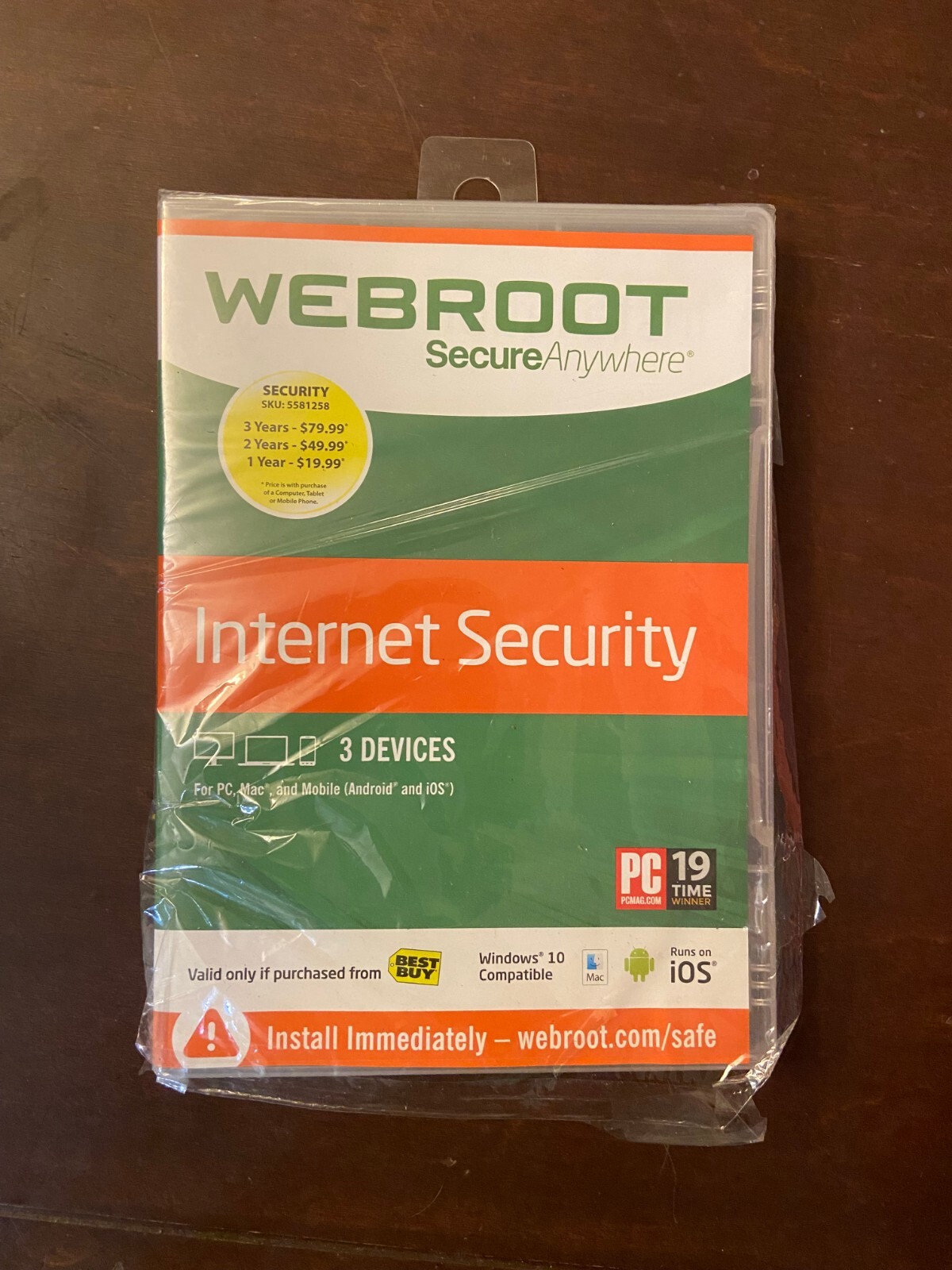 🐞 WEBROOT SecureAnywhere Internet Security PLUS - 3 Devices / 1 Year Subscr NEW