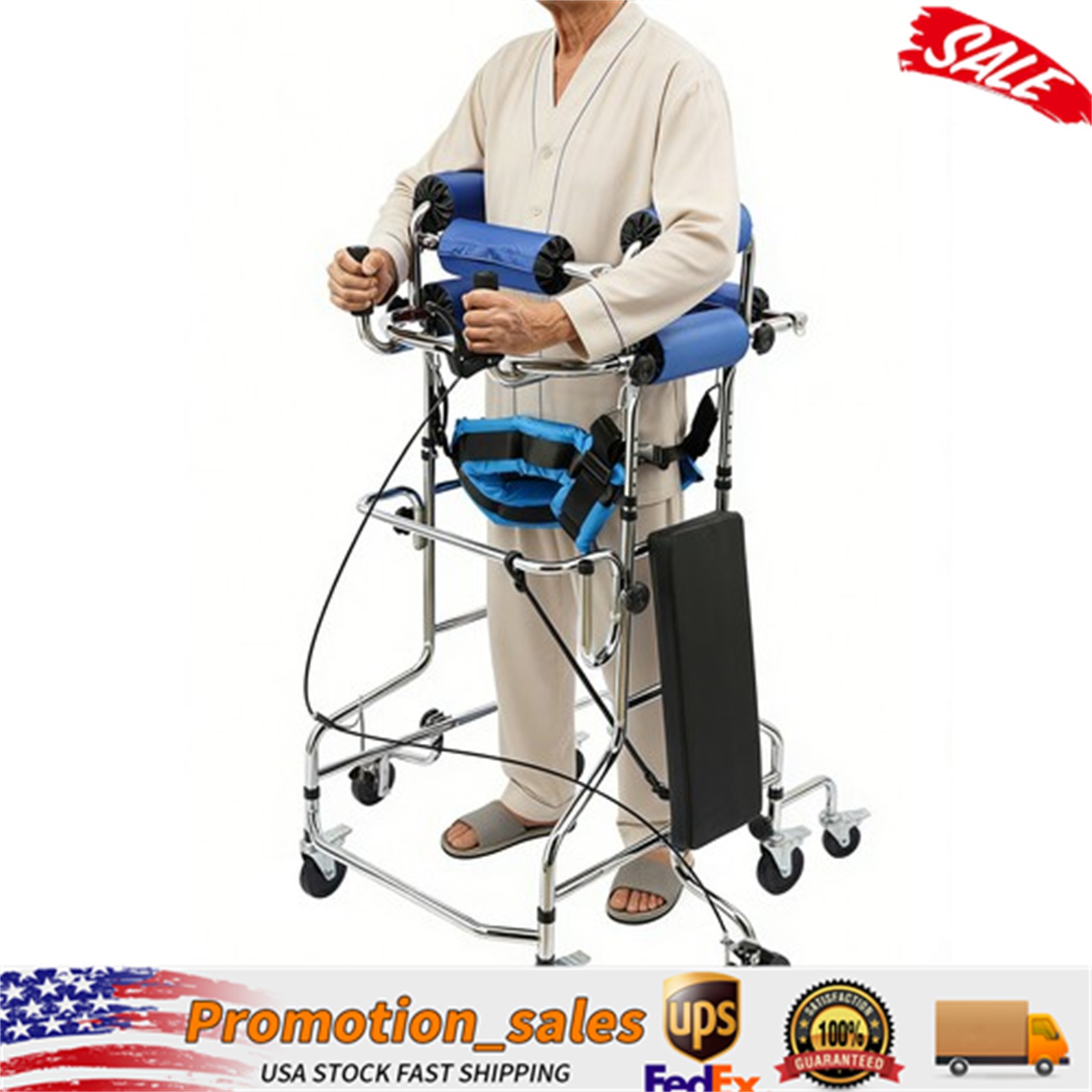 Adult Standing Walker, 8-Wheels Walking Aid with Adjustable Height and Width