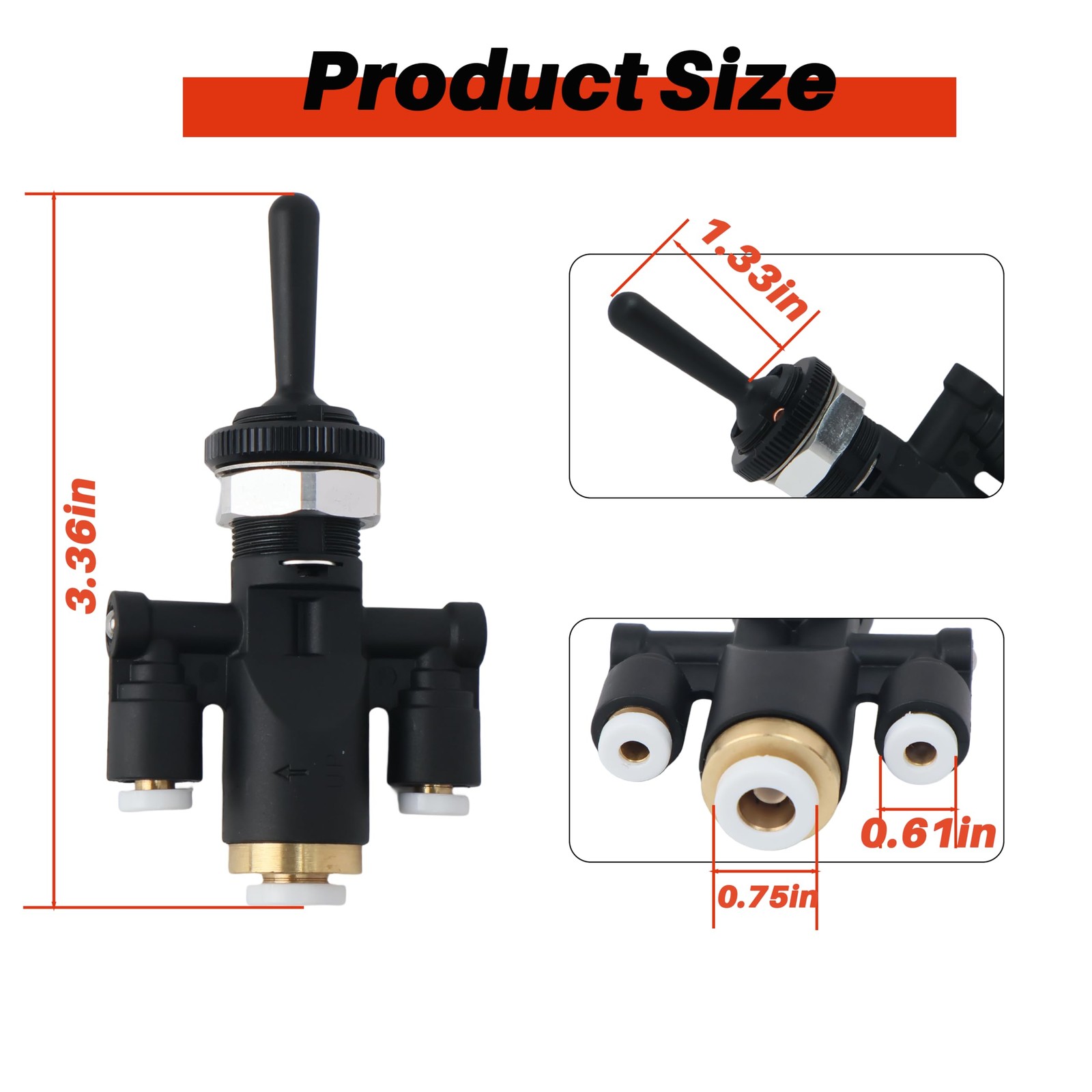 818-0007-000 Air Window Toggle Valve Switch 1/4 Compatible with Peterbilt 379