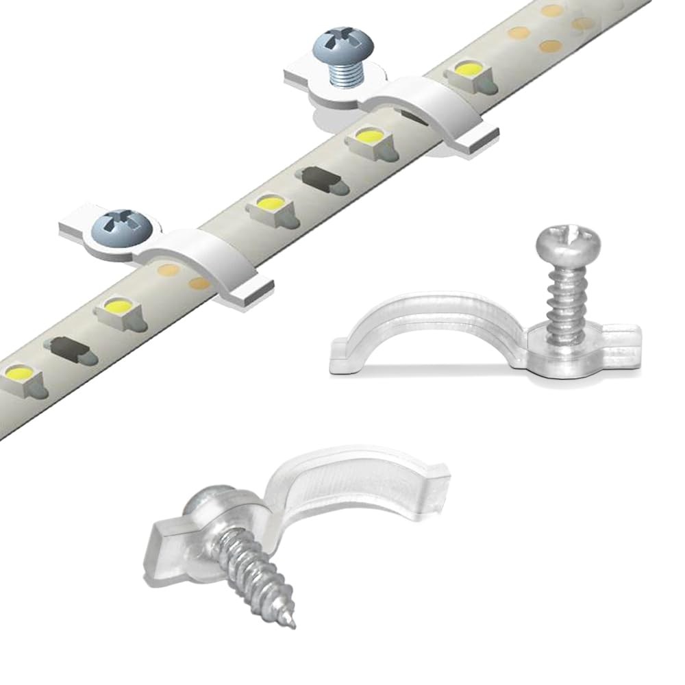 100 Pack Strip Light Mounting Bracketsfixing Clipsoneside Fixing100 Screws Inclu