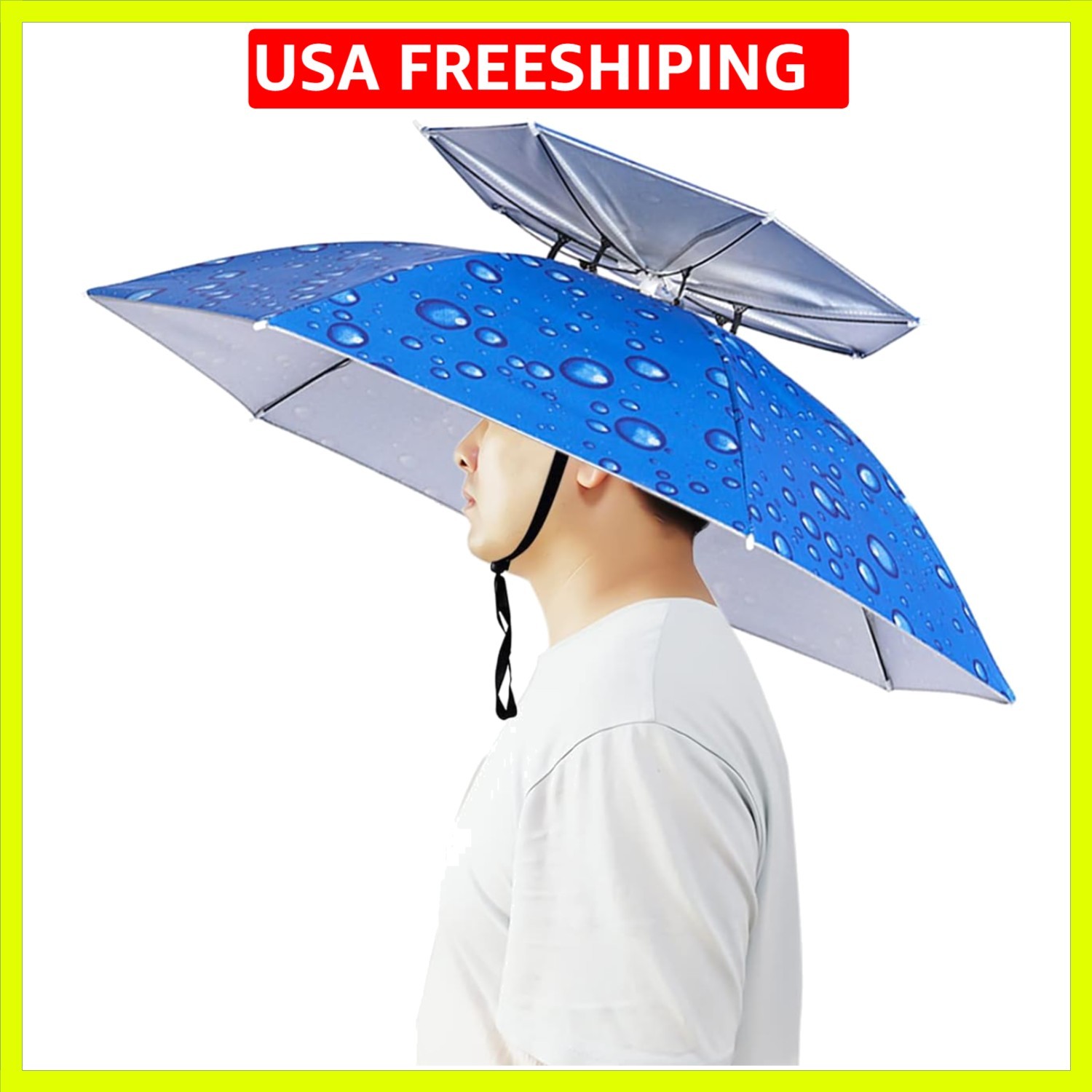 Umbrella Hat, 37 inch Fishing Umbrella Hat Hands Free Foldable UV Protection ...