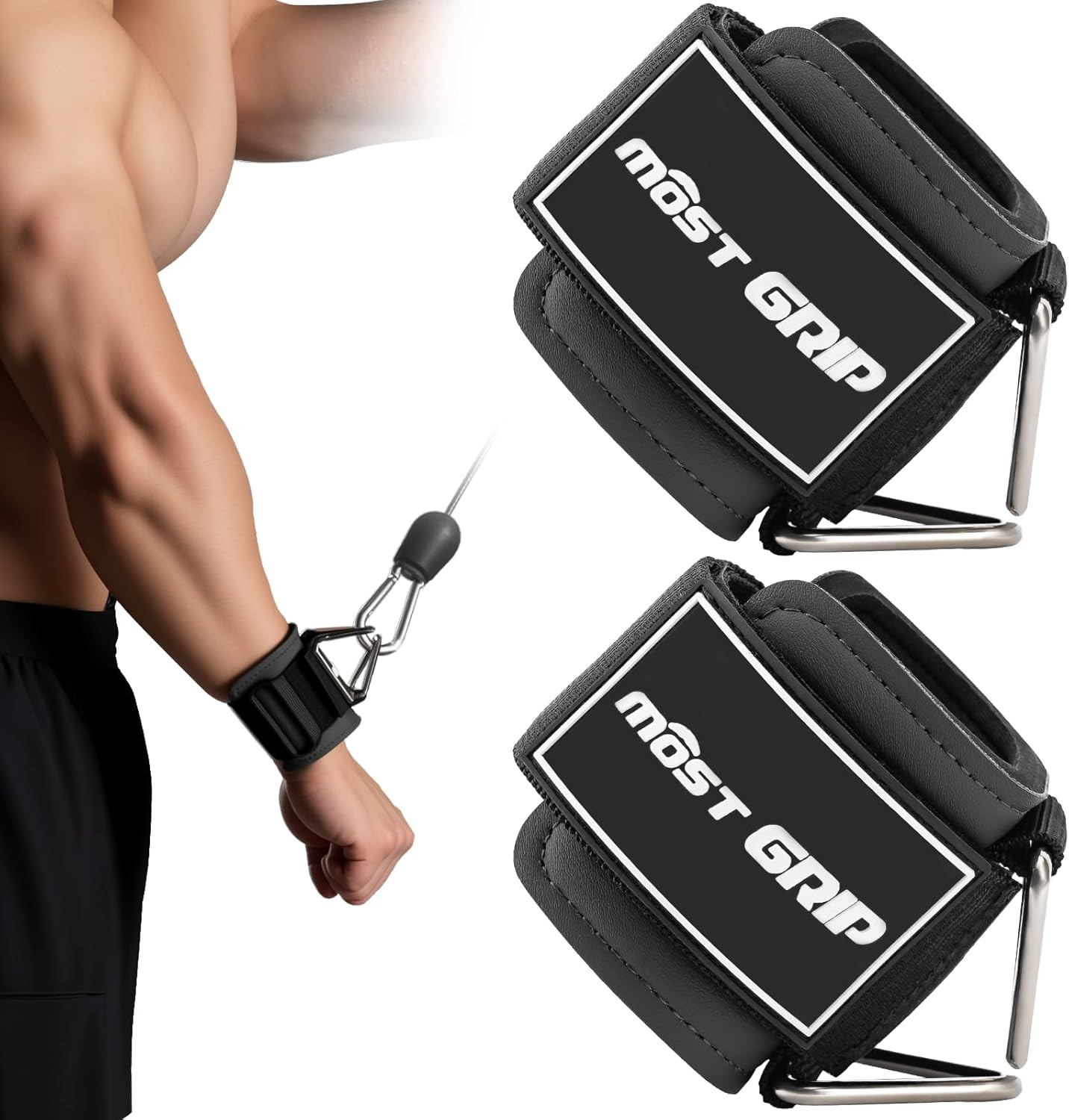 Wrist Cuffs with D-Ring, Wrist Wraps for Weightlifting with Neoprene Padding, Wr