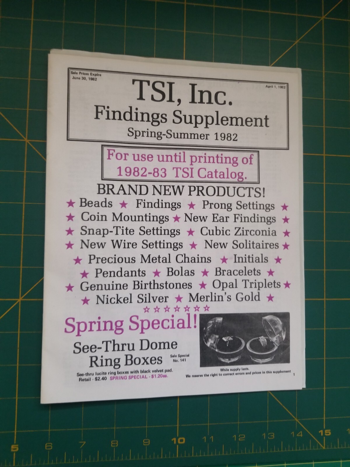 TSI Inc. Findings Supplement Spring-Summer 1982